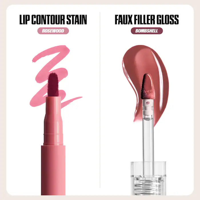 Huda Beauty - Lip Stain and Lip Gloss Duos Rosy Bombshell