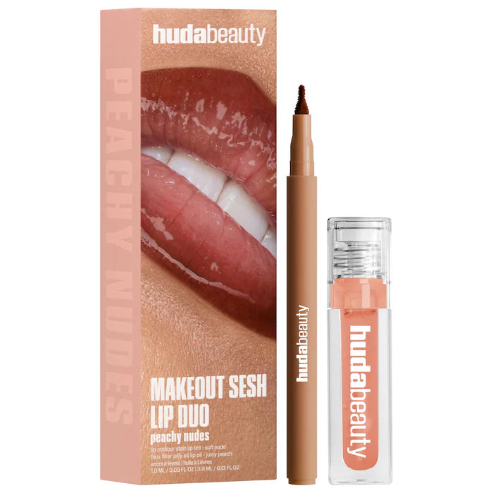 Huda Beauty - Lip Stain and Lip Gloss Duos Peachy Nude
