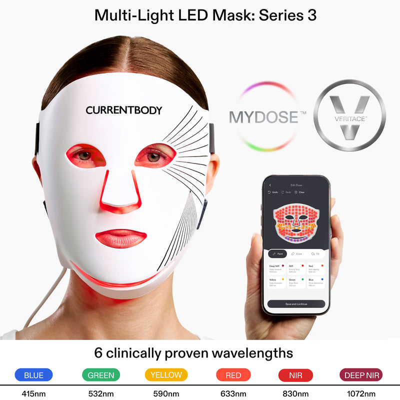 CurrentBody Skin LED Red Light Therapy Face Mask Series 3 (Lançamento)