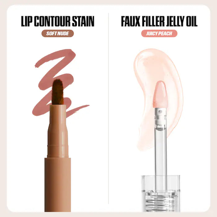 Huda Beauty - Lip Stain and Lip Gloss Duos Peachy Nude